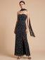 Lara 9916- Strapless Beaded Gown with Scarf
