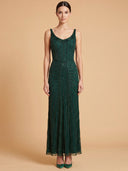 Lara 9920- Beaded V-Neck Gown
