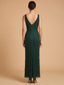 Beaded Subtle V-Neck Gown | Lara 9920