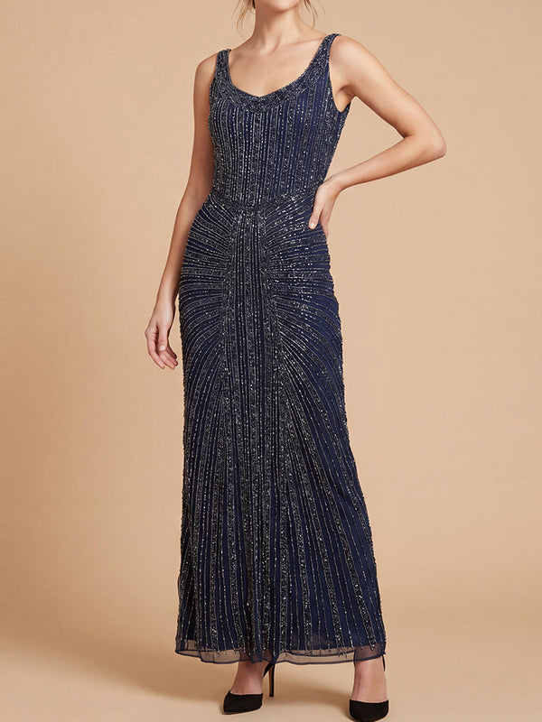 Beaded Subtle V-Neck Gown | Lara 9920