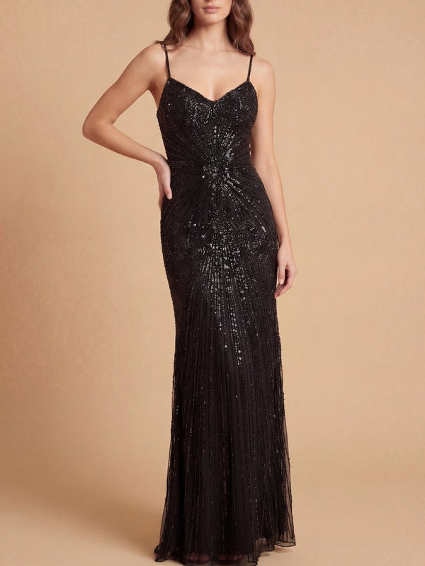 Strapless Beaded Gown with Detachable Straps | 9921