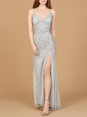 Beaded Lace-up Dress with Slit