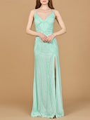 Beaded Lace-up Dress with Slit