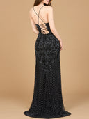 Lace Up Open Back Beaded Dress