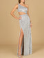 One Shoulder Beaded Gown with Cutout