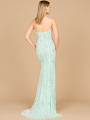 One Shoulder Beaded Gown with Slit