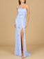 One Shoulder Beaded Gown with Slit