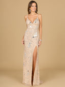 Mirror Beaded Gown With High Slit