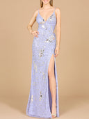 Mirror Beaded Gown With High Slit