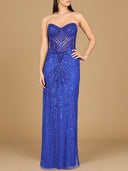 Embellished Strapless Gown with Slit | 9953