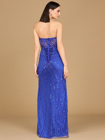 Lara 9953 - Embellished Strapless Gown with Slit