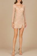 Long Sleeve V-Neck Cocktail Dress