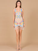 Floral Beaded Cocktail Fringe Dress
