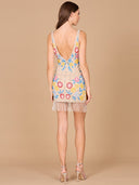 Floral Beaded Cocktail Fringe Dress