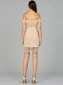 Off Shoulder Fringe Wrap Dress