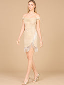 Off Shoulder Fringe Wrap Dress