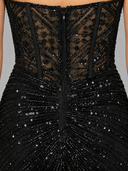Embellished Strapless Gown with Slit | 9953