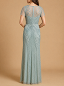 Lara 28856 - Beaded Flutter Sleeve Gown