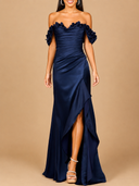 Off Shoulder Crepe Gown