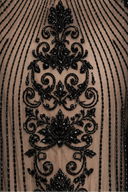 Beaded Cap Sleeve Illusion Plunge Gown | Lara 28869