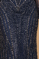 Illusion Neck, Long Sleeve Beaded Gown