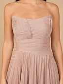 Flowing Pleated, Strapless Dress