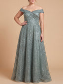 Off Shoulder Embroidered Ballgown