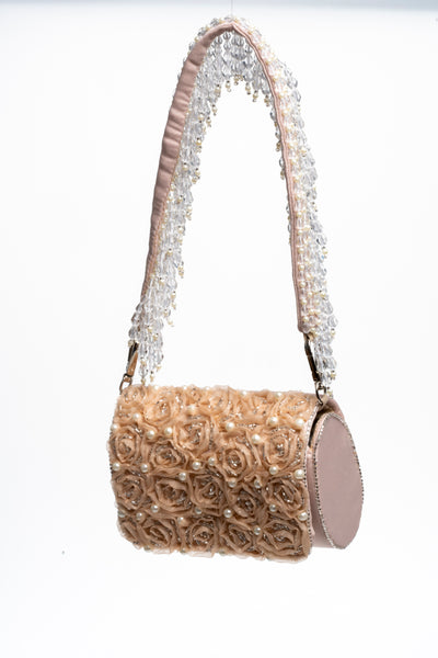 Fringe Mini Flap Bag with Floral Pattern