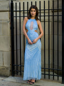 Halter Neck Beaded Dress with Cutouts