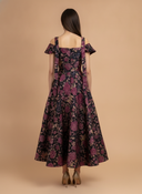 Lara A-line Brocade Gown with Short Sleeves | 400016