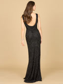 Lara 29099- Cowl Draped Back Beaded Dress-Dress-Lara-Lara