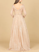 Lara 29142 - Long Sleeve, A-line Gown with a V-Neckline-Dress-Lara-Lara