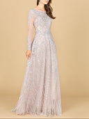 Lara 29154 - Long Sleeve High Neck Gown-Dress-Lara-4-Fog-Lara