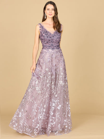 Lara 29155 -Ombre Lace Ballgown-Dress-Lara-4-Purple-Lara