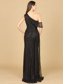 Lara 29168 - Beaded One Shoulder Dress with Train-Dress-Lara-Lara