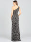 Lara 29170 - One-Shoulder Beaded Gown with High Slit-Dresses-Lara-Lara
