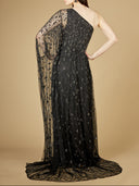 Lara 29172 - One Shoulder Cape Sleeve Gown-Dress-Lara-Lara
