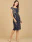 Lara 29174 - Cap Sleeve Midi Gown with High Neckline-Dresses-Lara-4-Navy-Lara