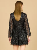 Lara 29178 - Bell Sleeve Sequin Cocktail Dress-Dresses-Lara-Lara