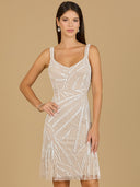 Cowl Back Ivory Beaded Cocktail Dress
