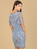 Lara 29185 - Beaded Short Dress with Cape Sleeves-Dresses-Lara-Lara
