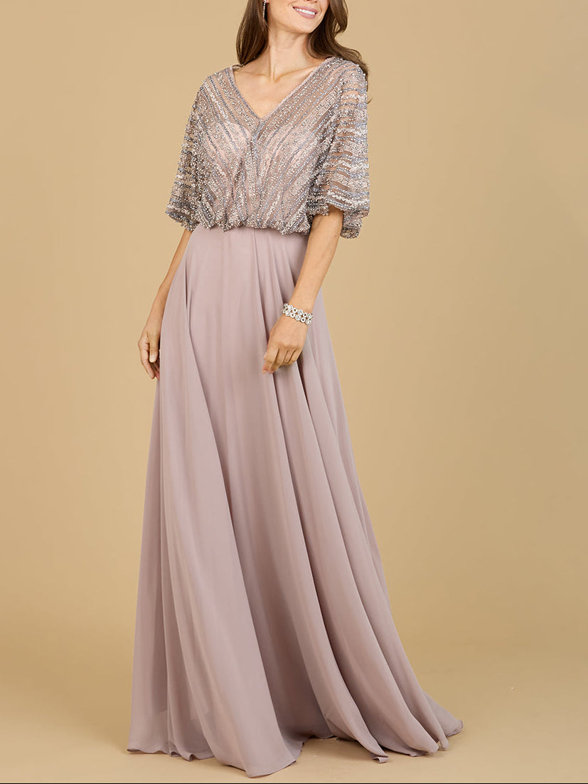 Chiffon A-line Long Gown Dusty Purple / 20