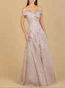 Lara 29191 - Off Shoulder A-Line Gown-Dress-Lara-2-Antique Rose-Lara