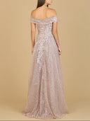Lara 29191 - Off Shoulder A-Line Gown-Dress-Lara-Lara
