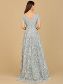 Lara 29193 - Short Sleeve Lace A-Line Dress with V-Neckline-Dress-Lara-Lara