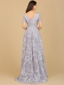 Lara 29193 - Short Sleeve Lace A-Line Dress with V-Neckline-Dress-Lara-Lara