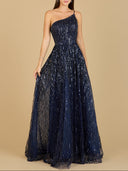 Lara 29194 - One Shoulder Navy Ball Gown-Dress-Lara-4-Navy-Lara