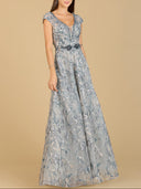 Lara 29196 - Lace Embellished A-Line Dress-Lara-2-Blue Multi-Lara