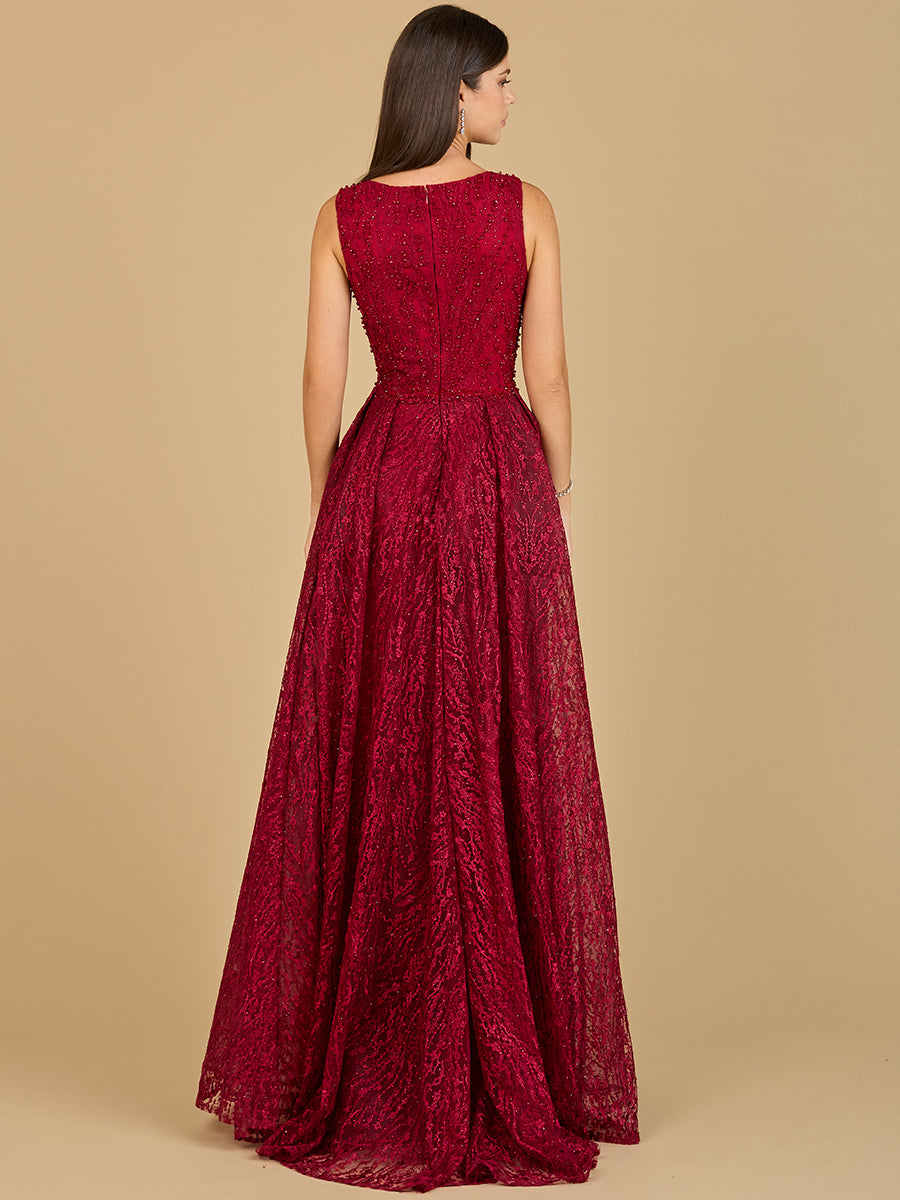 Lara 29197 - Lace Embroidered Overskirt Dress-Dresses-Lara-Lara