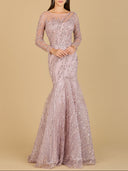 Lara 29199 - Long Sleeve Mermaid Beaded Gown-Dress-Lara-4-Rose-Lara